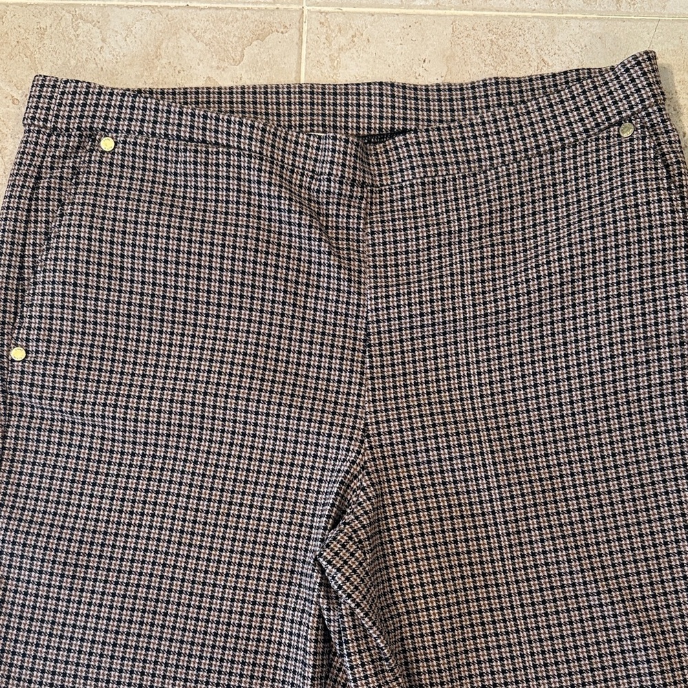 Anne Klein Black and Cream Checked Trousers